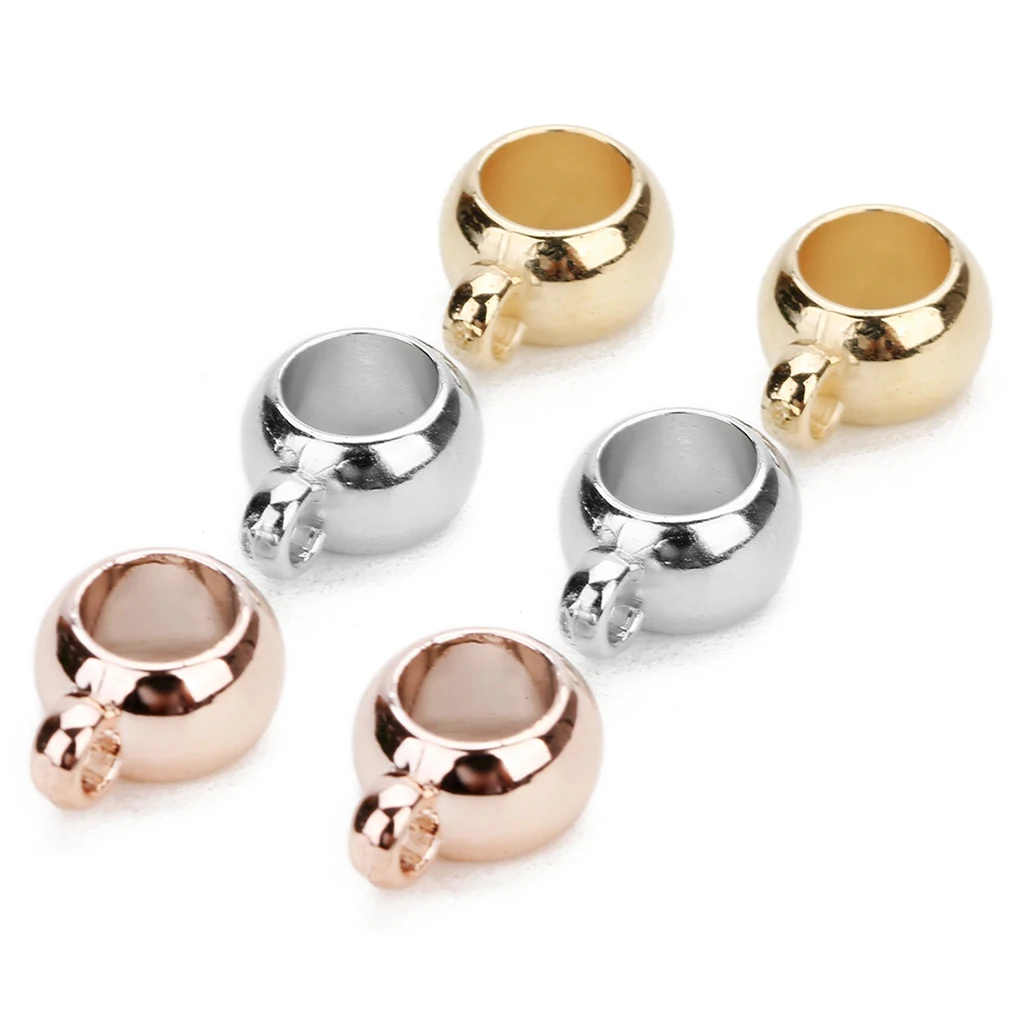 100pcs Metal Plated Pendant Clip Clasp Necklace Connector Bail Beads Large Hole for DIY European Charms Bracelet Jewelry Making