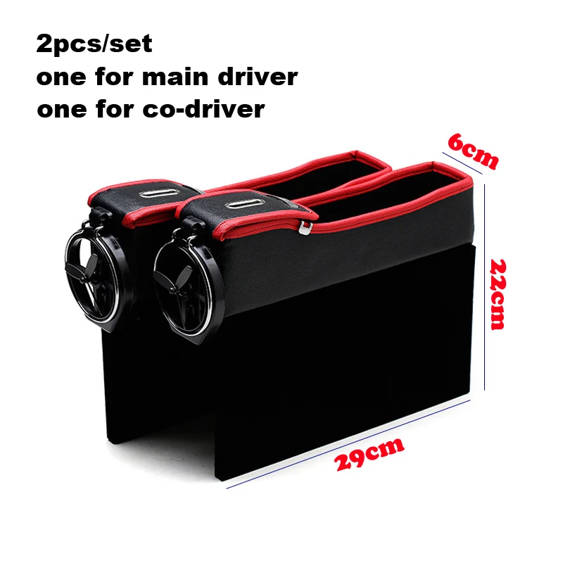 

2pcs/set Car Seat Crevice Pockets 4 Color PU Leather Leak-Proof Storage Box Car Organizer Universal Car Seat Side Gap Pocket