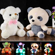 Colorful Lovely LED Flash Light Large Panda Doll Glowing Teddy Bear Hug Led Stuffed Plush Toy Children Gifts for Birthday