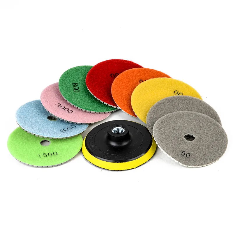 10pcs Diamond Polish Pads 4" M14 Polishing Wheel Set Stone Concrete