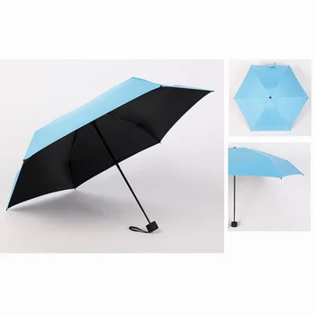 

UV Protection Compact Portable Outdoor Mini Five-folding Non-automatic Travel Umbrella With EVA Case 6 Ribs 190T Pongee Fabric