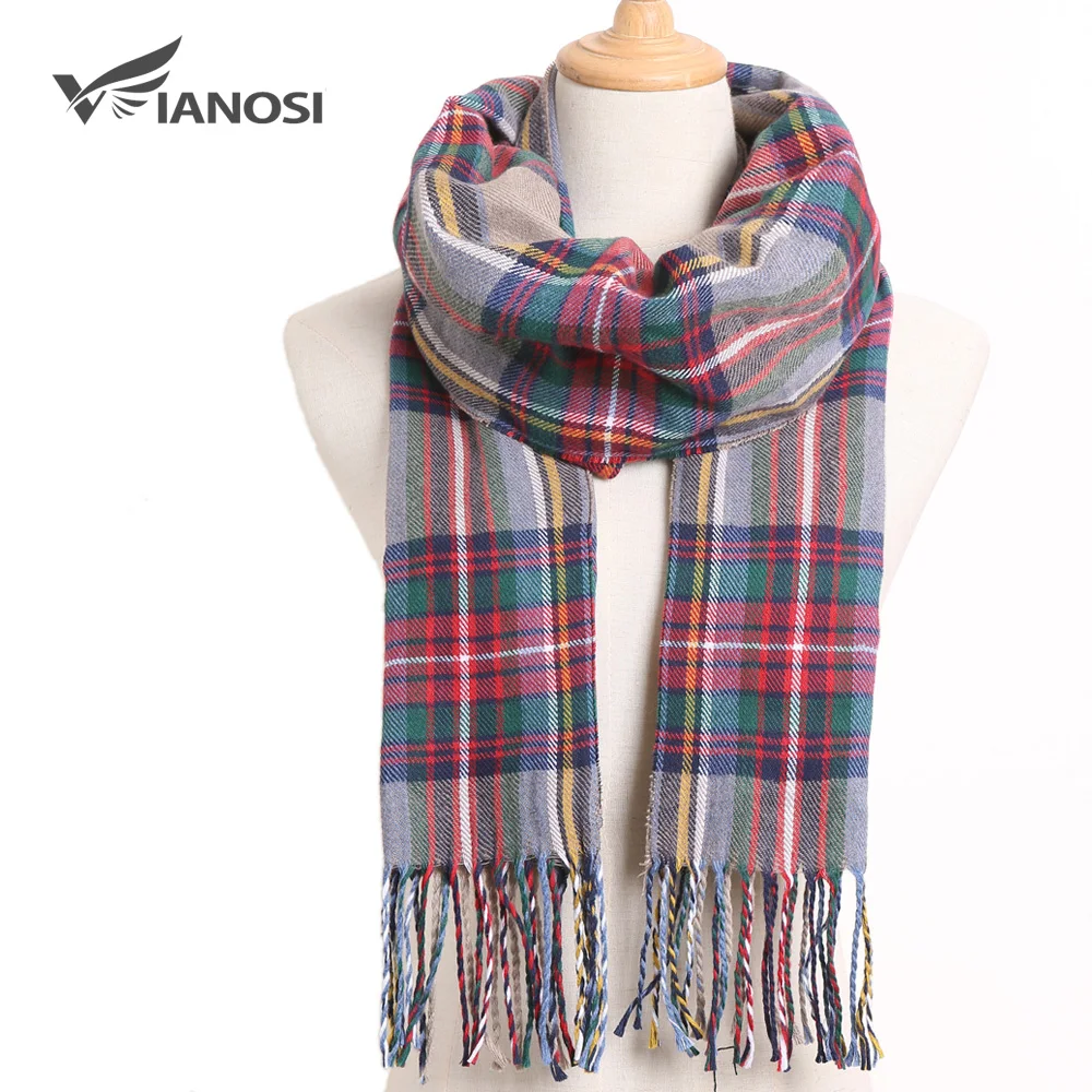 [VIANOSI] зимний женский шарф, фирменные шарфы в клетку, модные повседневные шарфы-пончо, роскошные шарфы
