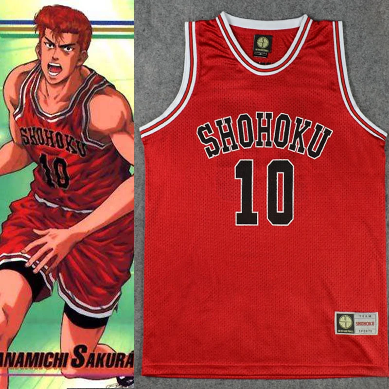 أنيمي SLAM دونك تأثيري زي Shohoku فريق كرة السلة Sakuragi Hanamichi جيرسي قمم سترة قميص الرياضة ارتداء زي