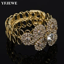 YFJEWE, Роскошные браслеты с кристаллами для женщин, золотые браслеты и браслеты для женщин, свадебные ювелирные изделия, винтажный браслет B200