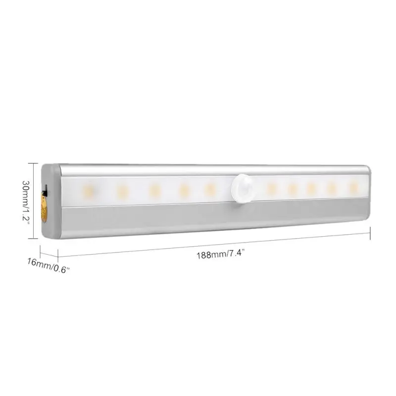 10 LED IR Infrared Motion Detector Wireless Sensor Lighting Closet Night USB Battery Recharging Lam - 32960719379