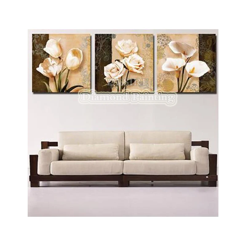 

Desire Diamond Painting Cross Stitch Calla Lily Tulip 3pcs DIY Diamond Embroidery Needlework Full Square Drill Home Decor MM03
