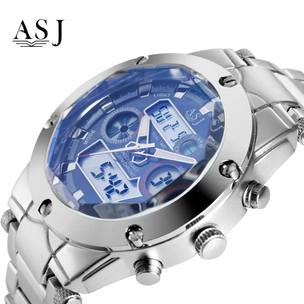 ASJ Мужские Цифровые светодиодный спортивные часы с двойным дисплеем лучший бренд