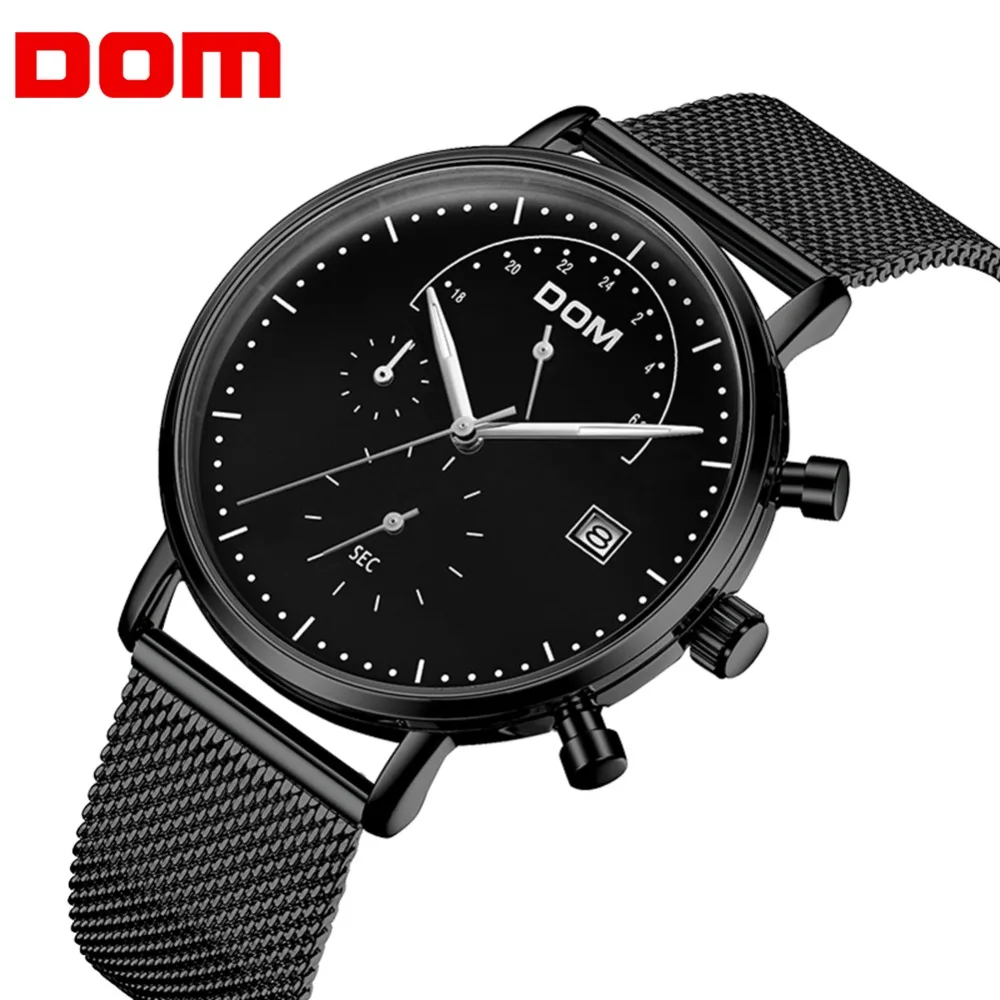 

DOM Men Watch Luxury Brand Stainless Steel Men Quartz Wristwatch Waterproof Chronograph Luminous Sport Calendar Watch Men M-612