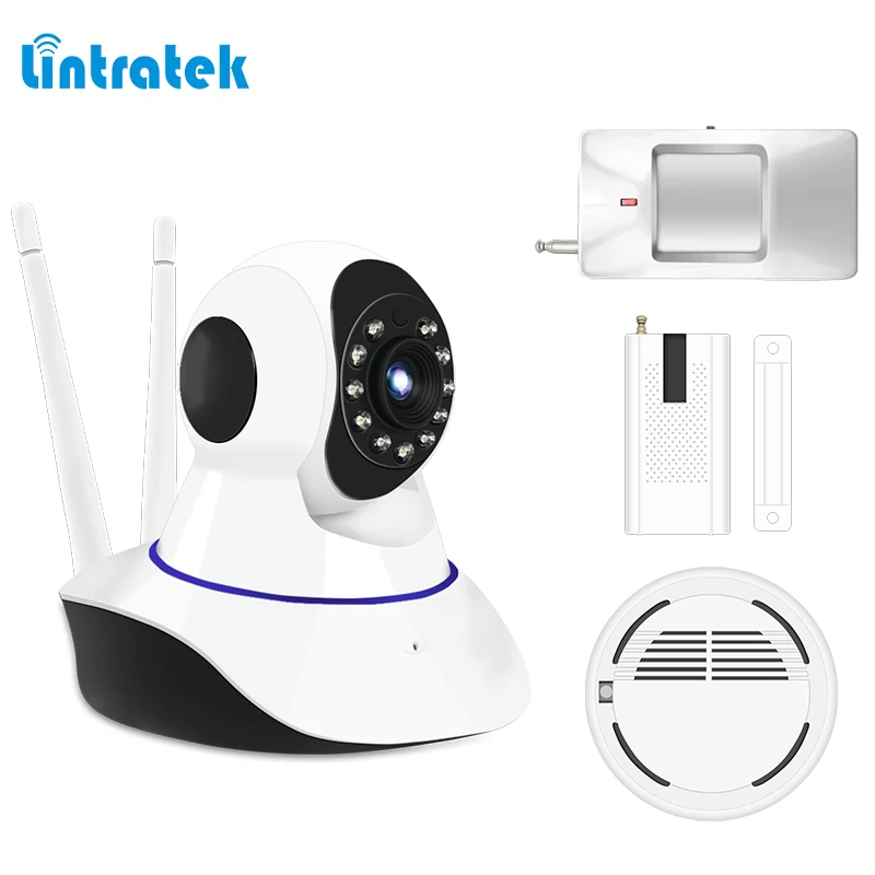 

Alarm System kits hd 720P IP Camera with PIR Motion Sensor Smoke Detector Window Sensor Suitabe 433mhz GSM Home Alarm #30