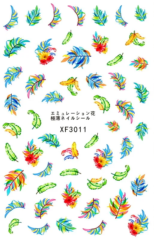 3D милый дизайн ногтей украшение Япония цветок любовь девушка ногтей наклейки с подсолнухами наклейка лист наклейка перо японский дизайн ногтей - Цвет: XF3011