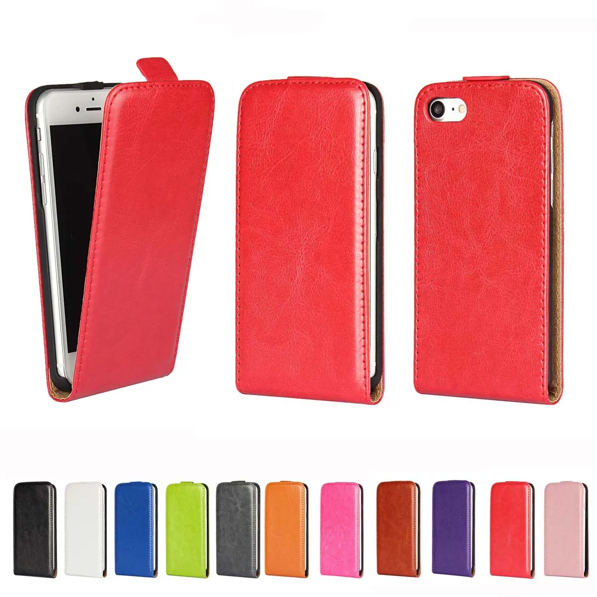 Goede Retro Luxe Mobiele Telefoon Tassen Gevallen Crazy Horse Flip Cover Pu Case voor iPhone 8 7 7 Plus 6G 6 S Plus 5G 5 S SE 5C 4 S