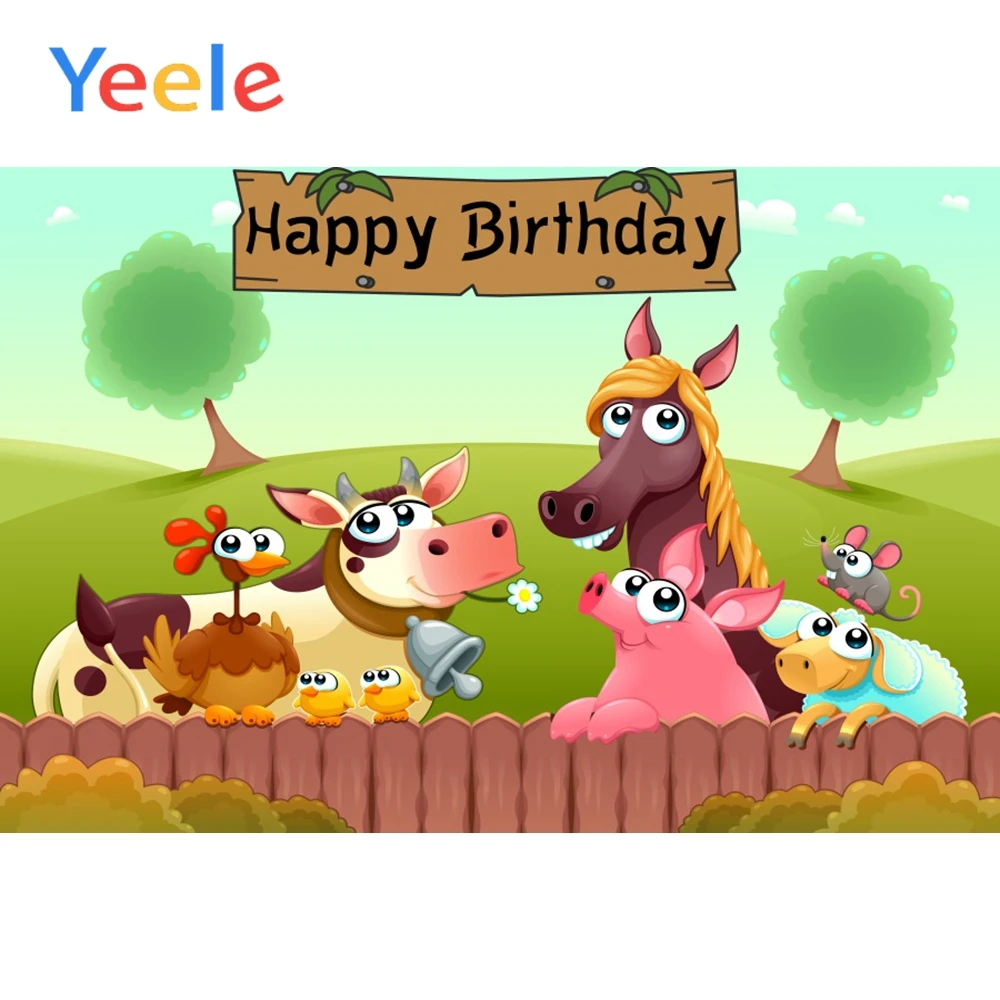 

Yeele Cartoon Birthday Background Poster Celebrating Party Baby Newborn Photography Scene Photographic Backdrop For Photo Studio