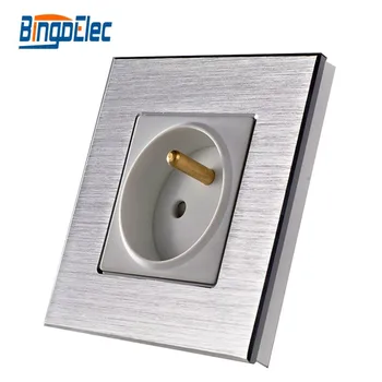 

Silver aluminum panel French Style Europe power socket,wall socket,AC110-250V,CE