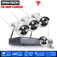 960 P 4CH Беспроводная NVR CCTV система wifi 1.3MP ИК внешняя цилиндрическая камера P2P IP камера водонепроницаемый безопасности комплект видеонаблюдения