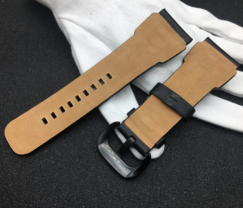 Ремешок для часов из натуральной кожи 28 мм черный|Ремешки часов| |