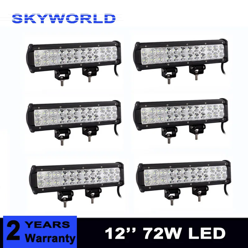 

6pcs 12inch 72W Offroad Led Work Light Bar Combo Beam 12V 24V for Truck SUV Boat ATV 4X4 4WD Auto Driving Light
