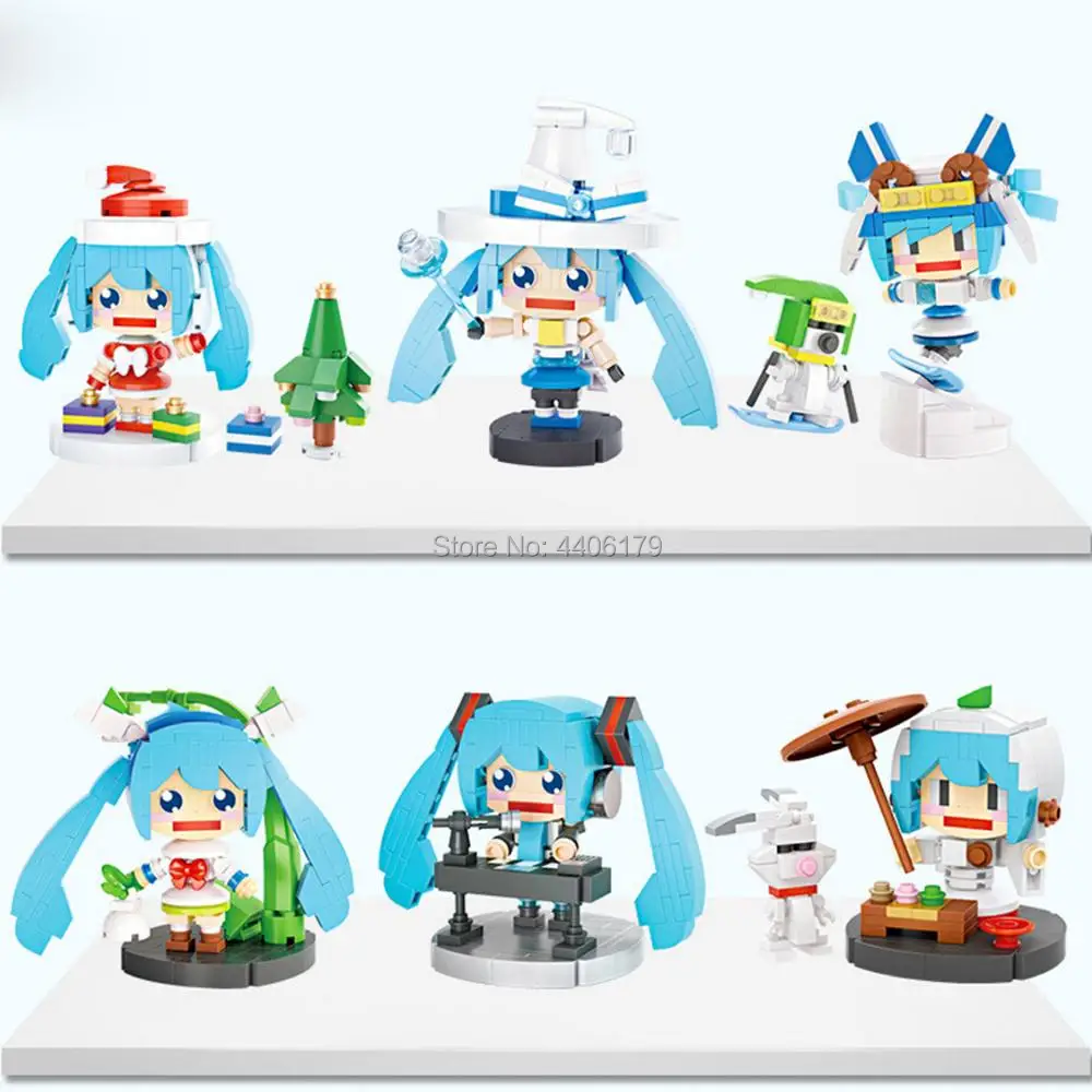 

LegoINGlys creators music game animation Hatsune Miku mini dress micro diamond building blocks model nanoblock bricks toys gift