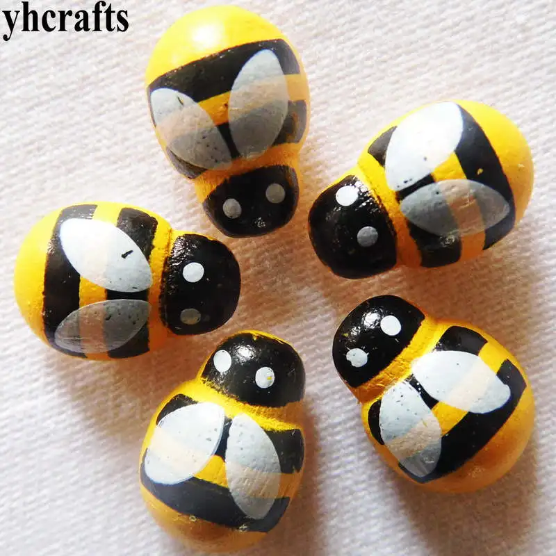 

1000PCS/LOT,Wood mini yellow bee stickers Fly fridge sticker 3D wall stickers Kindergarten ornament Wood crafts DIY toys OEM