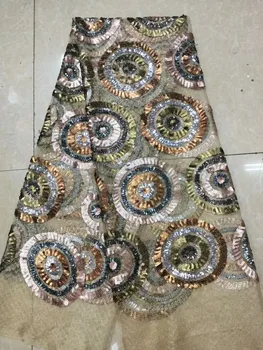 

High Quality Nigerian French Lace Fabric Embroidered Tulle Lace Fabric 2019 African Frenh Mesh Lace Fabric With Sequins XR01