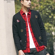 Original Santa Claus Elk Embroidered Knit Cardigan Men's Jacket Thin V-neck Sweater Air Conditioning Shirt Men's Wear