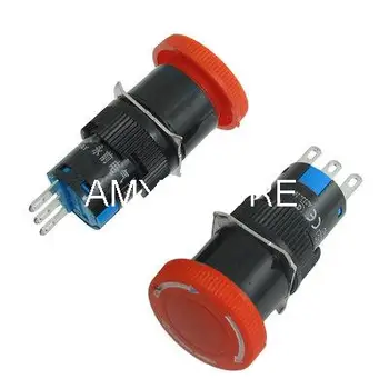 

3 Pins 1NO 1NC Latching Maintained Self-Locked Mushroom Emergency Stop Pushbutton Switch 16mm Mounting Hole AC 250V 5A