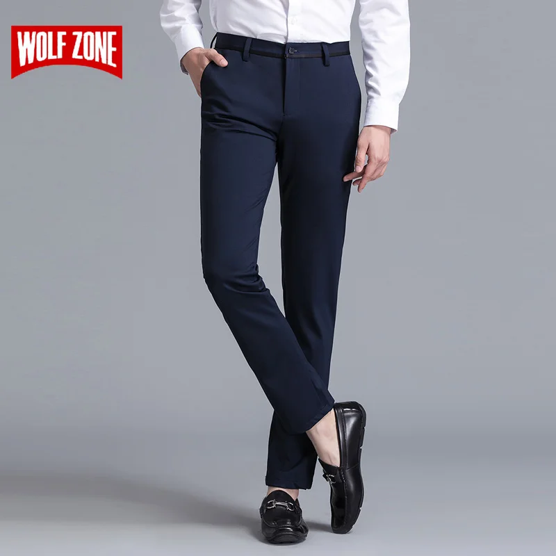 Продажа брюки Для мужчин брендовая одежда Pantalon Homme Бизнес брюки Для мужчин s Повседневное Fit весной и летом полной длины прямой плоский