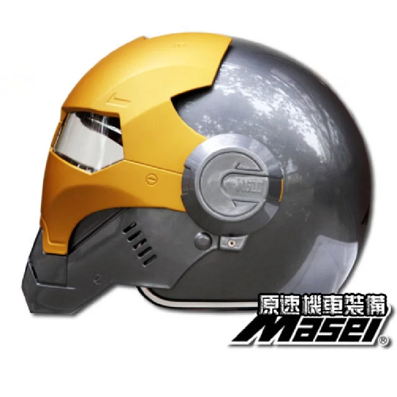 Шлем мотоциклетный с открытым лицом серого и золотого цвета 610|ironman motorcycle helmet|face
