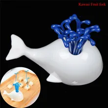 16 шт./компл. вилка для Фруктов Многоразовые Kawaii Белый Кит вилка для фруктов посуда многоразовая закуска пирог десерт вилки для вечерние