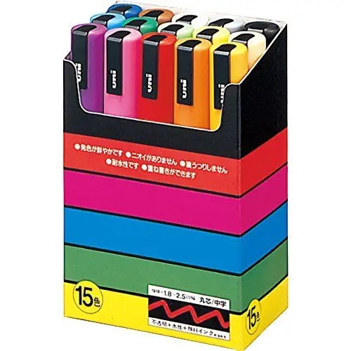 

Uni POSCA Marker Medium 15 Colors Set PC-5M 15C Mitsubishi Pencil Water Based