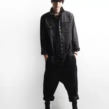 Мужская мода уличная мода Универсальная Ретро винтажная отделка оснастки комбинезон певица одежда S-6XL