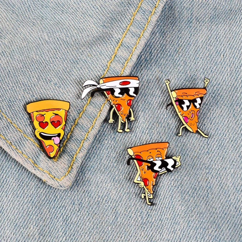 

2019 Korean version Of The New Pin Explosion Creative Pizza Alloy Drop Brooch Personalized Wild Backpack Shirt High-grade Badge