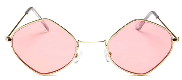 Модные женские солнцезащитные очки с ромбовидным узором, маленькая оправа, океанские фиолетовые розовые прозрачные синие солнцезащитные очки, металлическая оправа, UV400 Oculos de sol - Цвет линз: gold pink