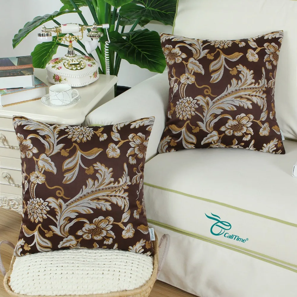 2PCS Square CaliTime Throw Pillow Covers Cases for Couch Sofa Home