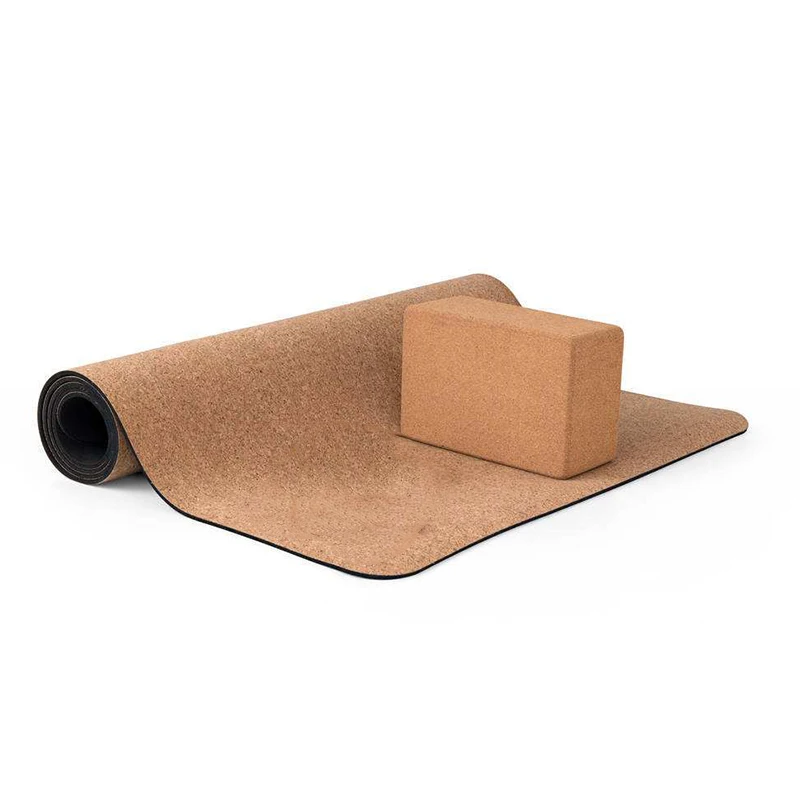 5MM Non slip Cork Natural TPE Yoga Mats with Yoga Block Fitness Women