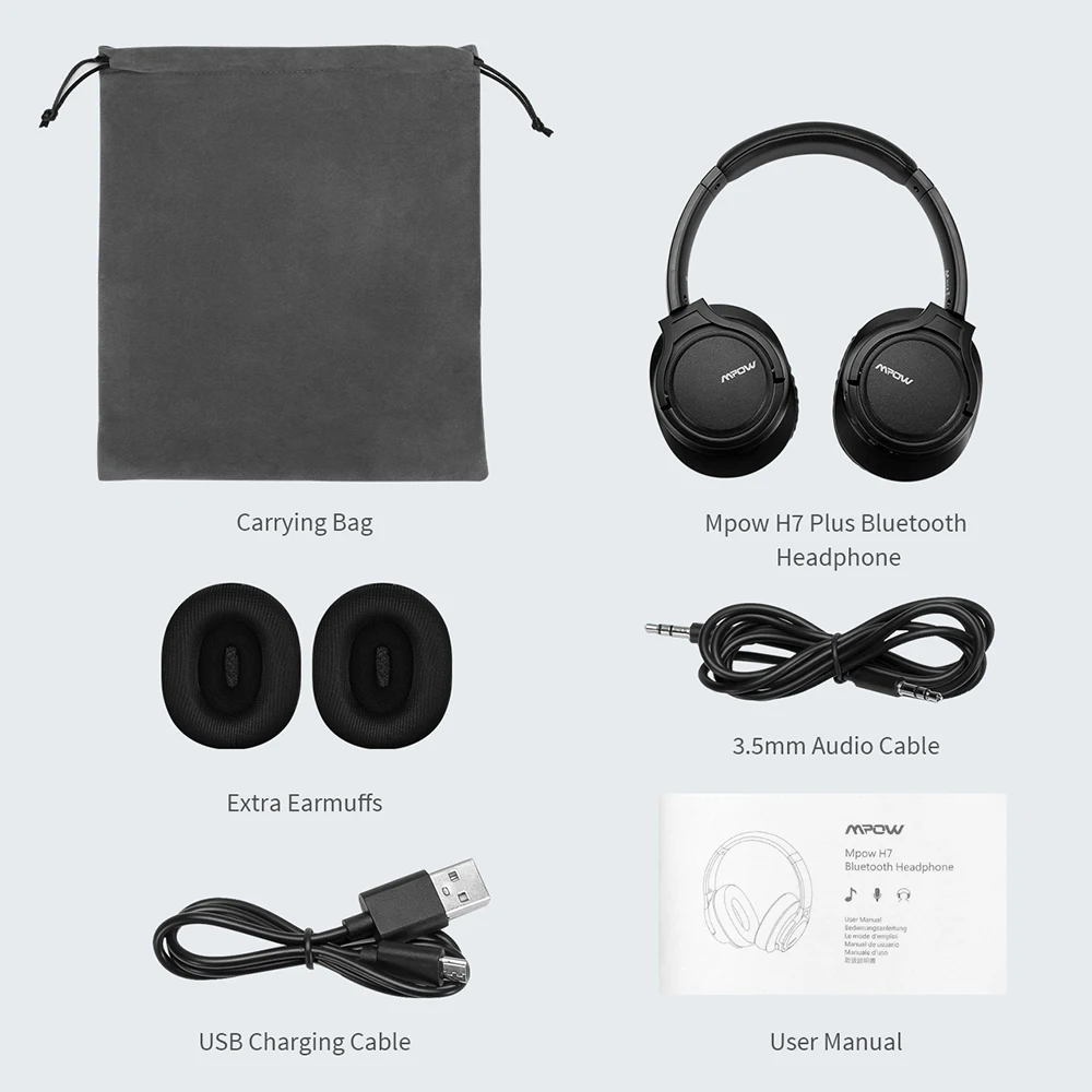 Оригинальные Mpow H7 Plus Bluetooth наушники беспроводные Aptx гарнитура с 13 часами