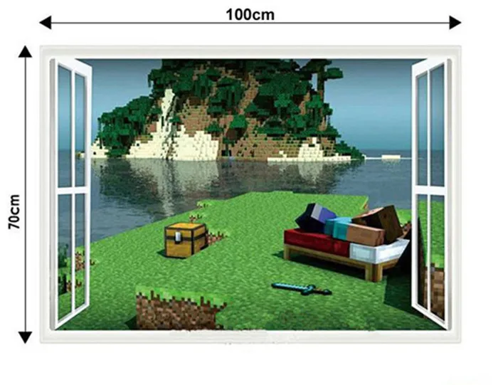 7 estilos mais novo papel de parede dos desenhos animados Minecraft  adesivos de parede para crianças quarto Decal Home Decor clássica 3D  Sticker decoração do partido - AliExpress