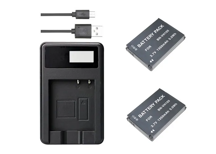 2X BN VH105 VH105 BNVH105 Battery and LCD USB Charger for JVC GC XA1
