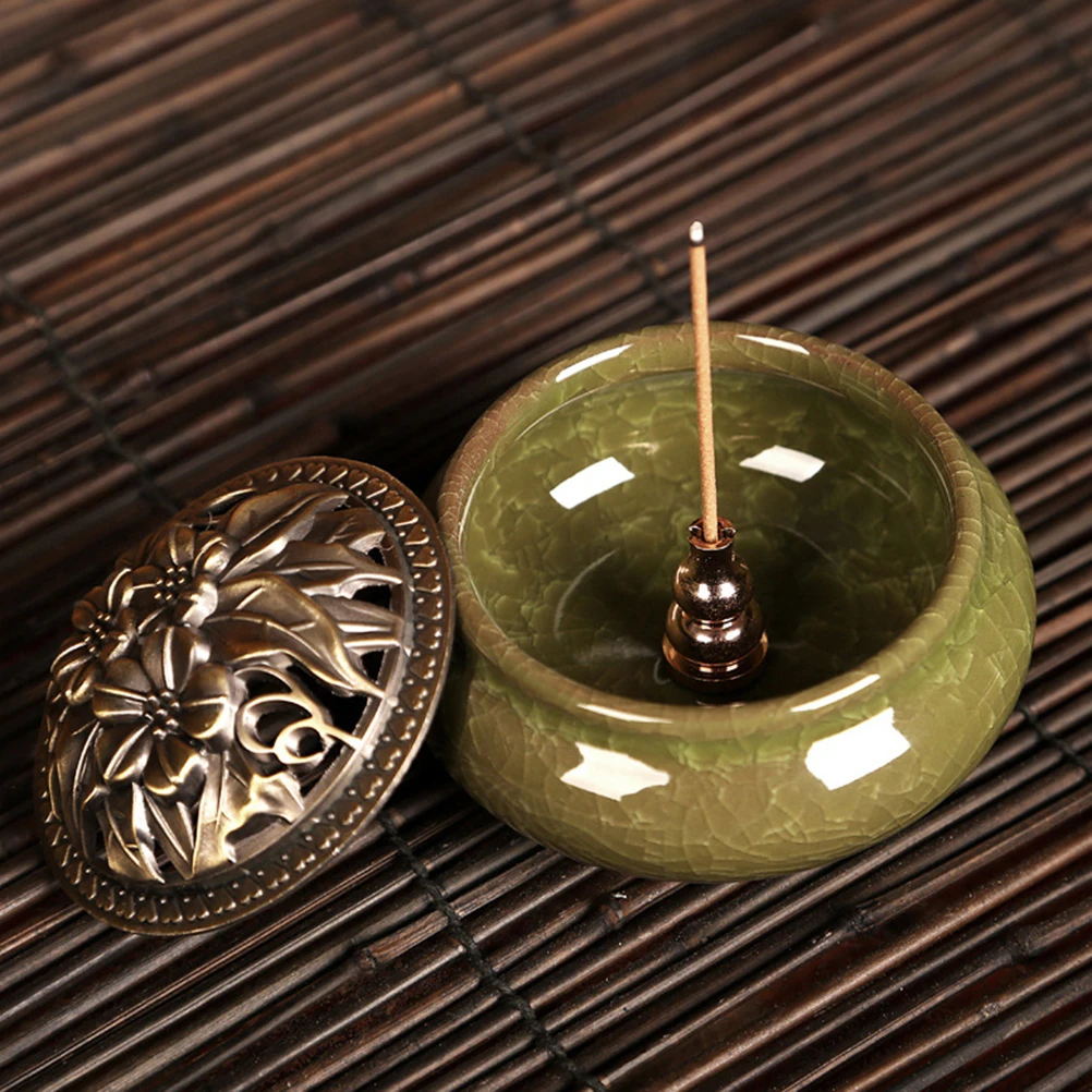 1PC Alloy Copper Incense Holder Can Be Fixed Incense Sticks And Coil Portable Incense Burner Censer High Incense Plug