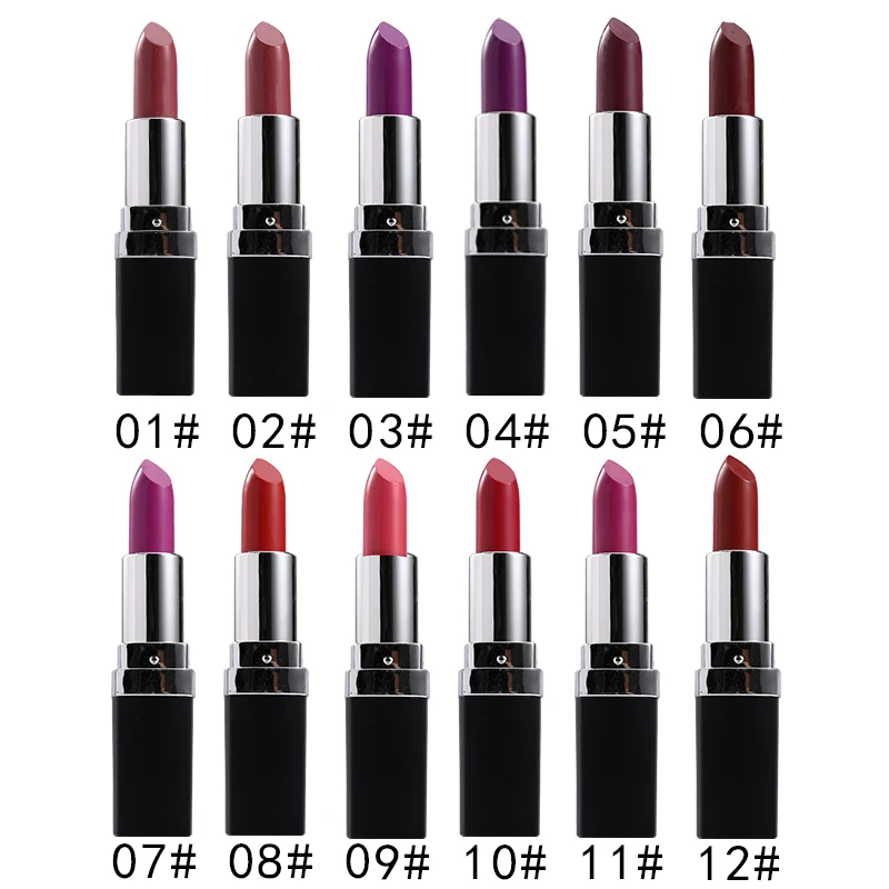 

1PC Lipstick Batom Beauty Cosmetic Makeup Long Lasting Vampire Dark Purple Red Pink Color Lip Stick Lip Tint Make Up