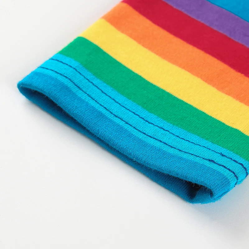 11Sweetown Long Sleeve Crop Top Tshirt Women Korean Style Rainbow Striped T-Shirt Turtleneck Autumn Winter 2018 Harajuku T Shirt