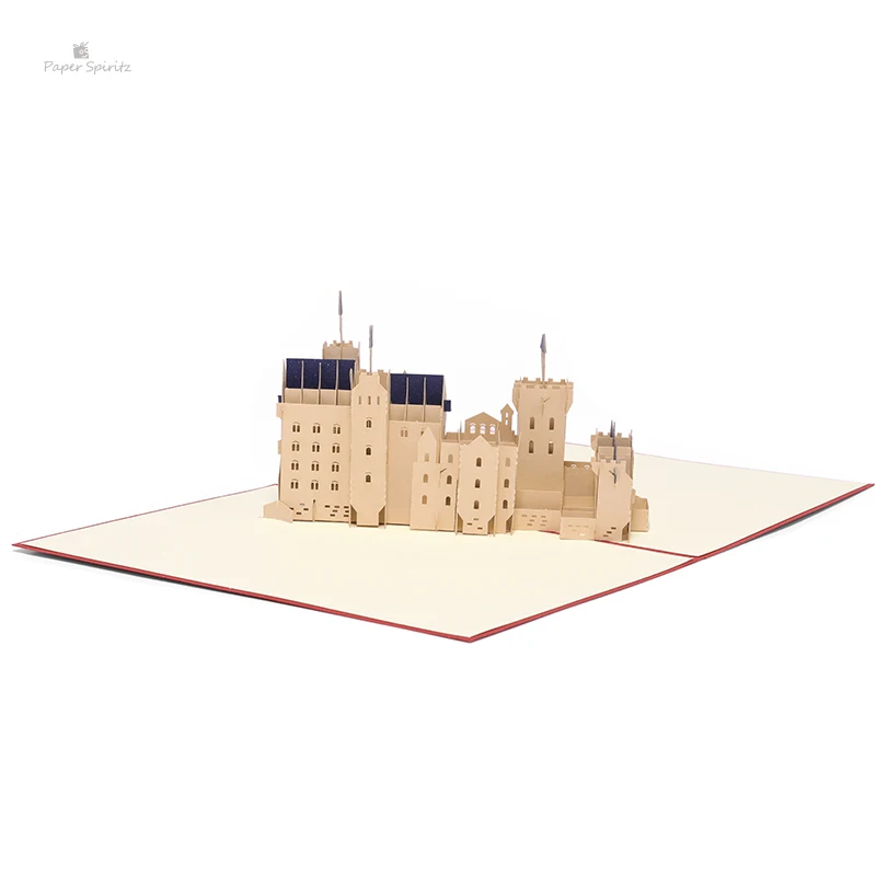  PAPER SPIRITZ laser Neuschwanstein Castle 3d paper pop up card with envelope blank invitations gree - 32891288690