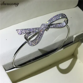 

choucong Fashion infinity bangle cuff Pave setting 5A cubic zirconia White Gold Filled bracelets for women wedding accessaries