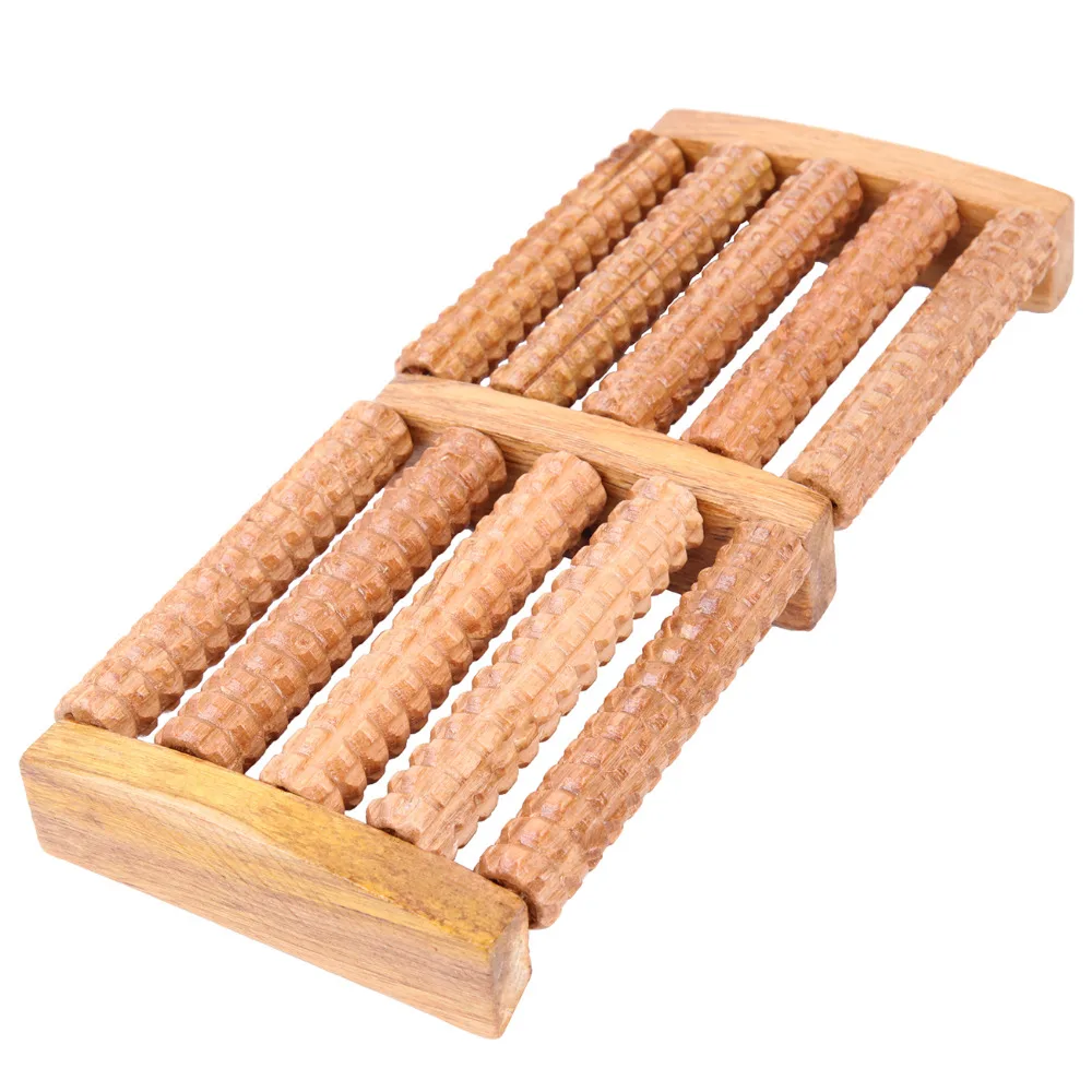 1pcs 5 Raw Wood Roller Foot Massager Stress Relief Health Therapy Relax