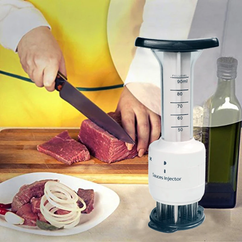 WALFOS Food Grade Stainless Steel Meat Tenderizer Needle and Meat Injector Marinade Flavor Syringe Kitchen Tools meat tenderizer,meat hammer