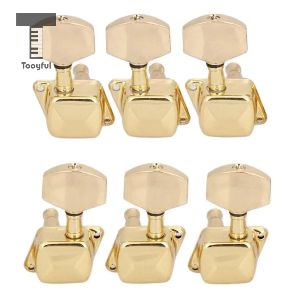 

Tooyful Set 6Pcs 3R 3L Gold Semi-closed String Tuning Pegs Locked Tuners Machine Heads for Acoustic Guitar Parts Accessory Gift