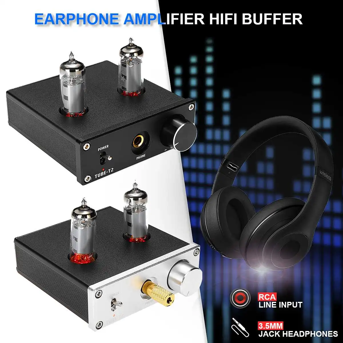 Amplifier HIFI Stereo Audio Buffer 12V 1.5A 6K4 Vacuum Tube Preamplifier Desktop Amplifier Home Video