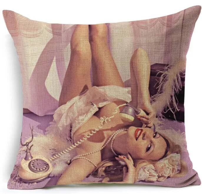 Vintage Beauty Women Cushion Cover Linen Car Sofa Case Throw Pillows Decorative Pillowcase almofada decorativos cojines