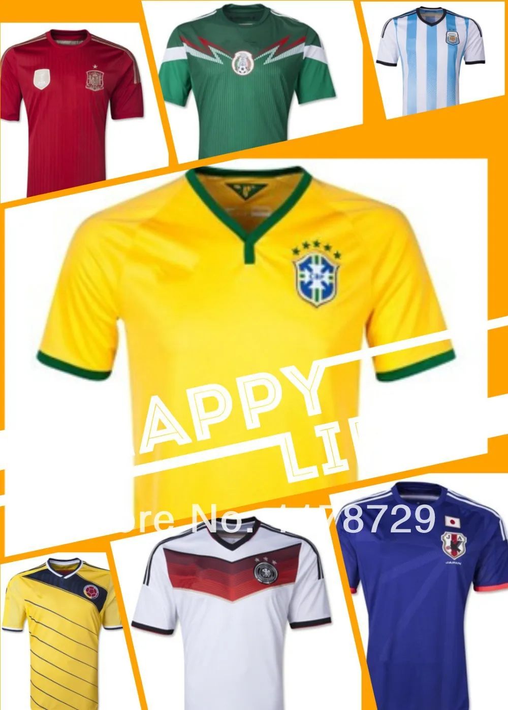 + top Thai version of the 2014 World Cup in Brazil home jersey Spain Argentina football jerseys free shipping | Спорт и развлечения