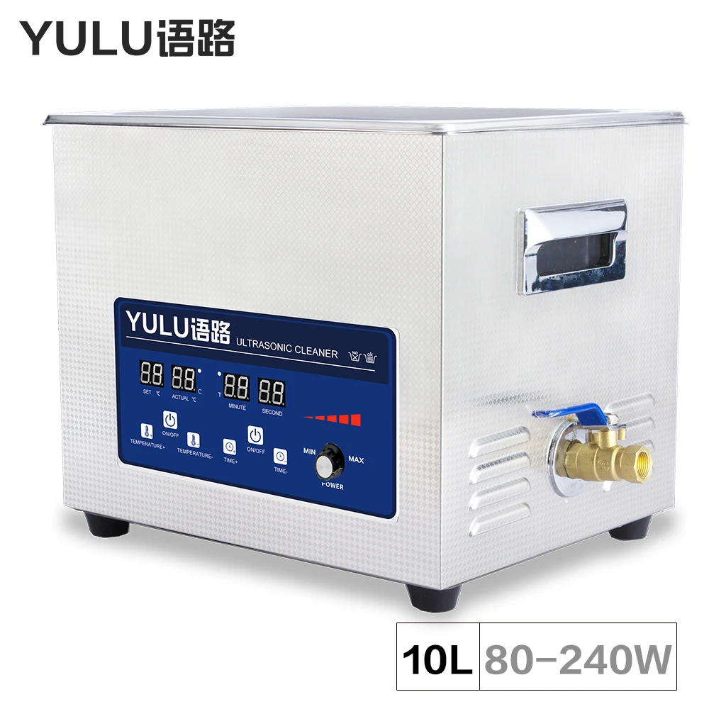 

YULU 10L Power Time Adjust Ultrasonic Cleaner Bath Injector Engine Auto Parts Medical Lab Ultrasound Cleaning Machine PCB clean