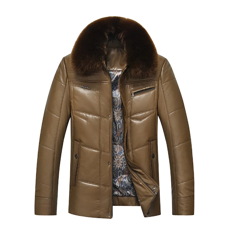 2016 Winter cotton wadded coats men faux fur collar long-sleeved thickening warm coat outerwear male thick clothes overcoat